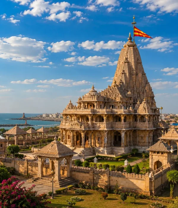 Dwarka Porbandar Somnath Tour Package featuring Dwarkadhish Temple, Kirti Mandir Porbandar, Somnath Temple, Bet Dwarka and Nageshwar Jyotirlinga.