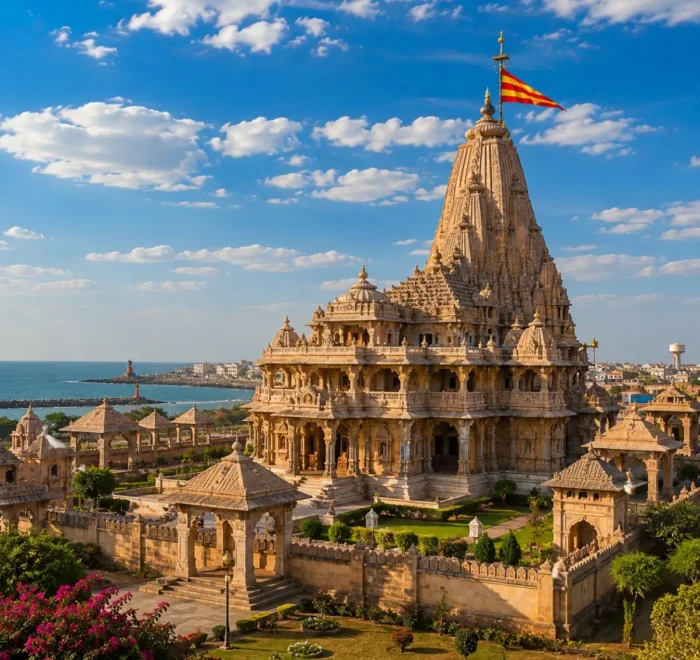 Dwarka Porbandar Somnath Tour Package featuring Dwarkadhish Temple, Kirti Mandir Porbandar, Somnath Temple, Bet Dwarka and Nageshwar Jyotirlinga.