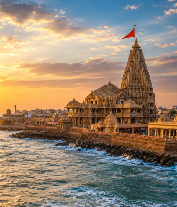 Dwarka Somnath Tour Package featuring Dwarkadhish Temple, Somnath Jyotirlinga, Bet Dwarka, Nageshwar Jyotirlinga and Bhalka Tirth.