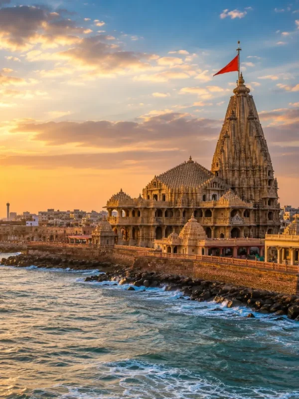 Dwarka Somnath Tour Package featuring Dwarkadhish Temple, Somnath Jyotirlinga, Bet Dwarka, Nageshwar Jyotirlinga and Bhalka Tirth.