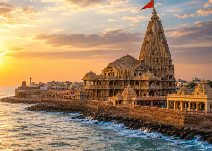 Dwarka Somnath Tour Package featuring Dwarkadhish Temple, Somnath Jyotirlinga, Bet Dwarka, Nageshwar Jyotirlinga and Bhalka Tirth.