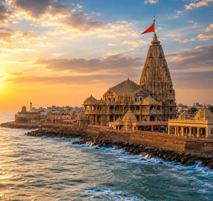 Dwarka Somnath Tour Package featuring Dwarkadhish Temple, Somnath Jyotirlinga, Bet Dwarka, Nageshwar Jyotirlinga and Bhalka Tirth.
