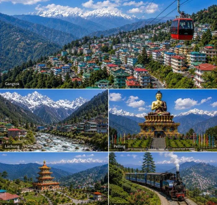 Gangtok Lachung Pelling Darjeeling Tour Package featuring Tsomgo Lake, Yumthang Valley, Pelling Skywalk, Tiger Hill and Mount Kanchenjunga.