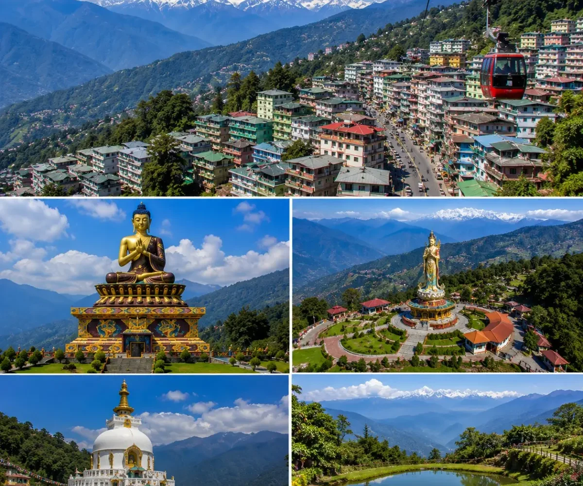 Gangtok Namchi Ravangla Tour Package featuring Tsomgo Lake, Buddha Park Ravangla, Char Dham Namchi, Rumtek Monastery and Mount Kanchenjunga.