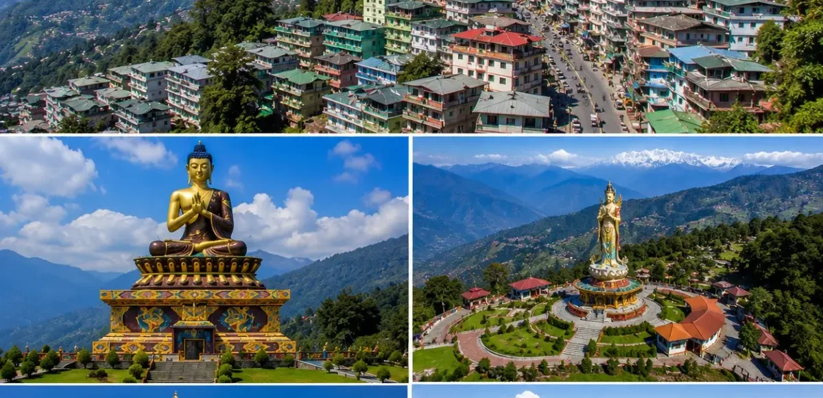 Gangtok Namchi Ravangla Tour Package featuring Tsomgo Lake, Buddha Park Ravangla, Char Dham Namchi, Rumtek Monastery and Mount Kanchenjunga.