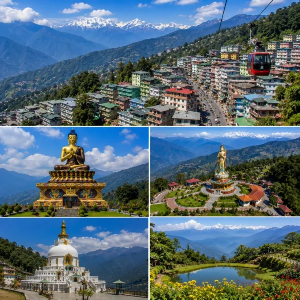 Gangtok Namchi Ravangla Tour Package featuring Tsomgo Lake, Buddha Park Ravangla, Char Dham Namchi, Rumtek Monastery and Mount Kanchenjunga.