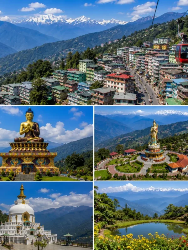 Gangtok Namchi Ravangla Tour Package featuring Tsomgo Lake, Buddha Park Ravangla, Char Dham Namchi, Rumtek Monastery and Mount Kanchenjunga.