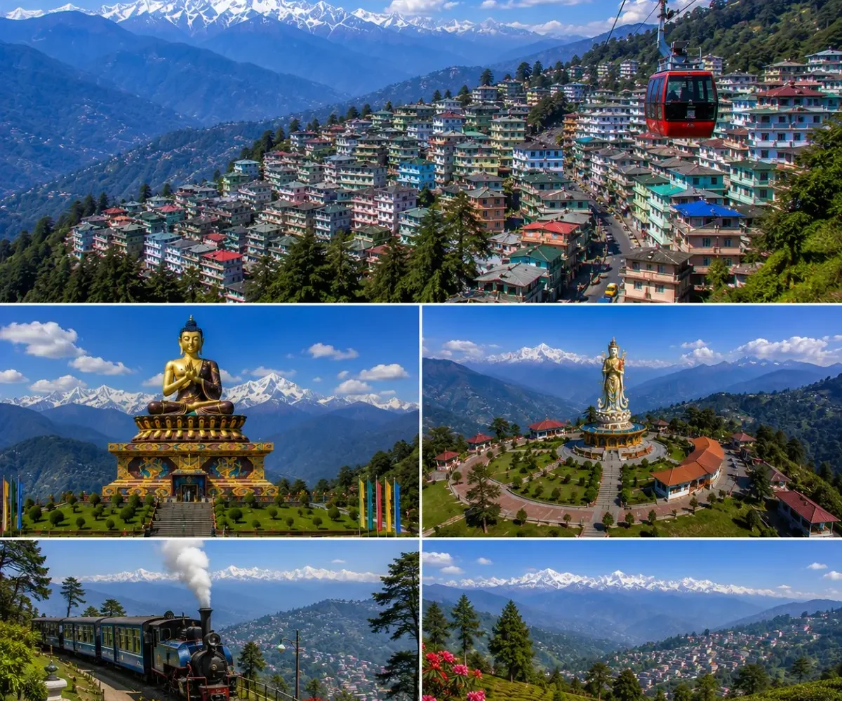 Gangtok Pelling Darjeeling Tour Package featuring Tsomgo Lake, Pelling Skywalk, Tiger Hill, Batasia Loop, Rumtek Monastery and Mount Kanchenjunga.