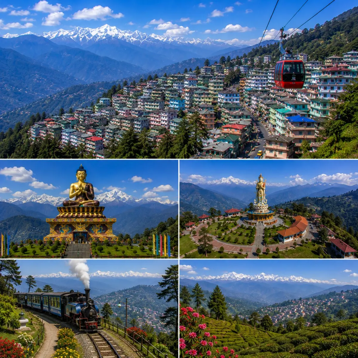 Gangtok Pelling Darjeeling Tour Package featuring Tsomgo Lake, Pelling Skywalk, Tiger Hill, Batasia Loop, Rumtek Monastery and Mount Kanchenjunga.