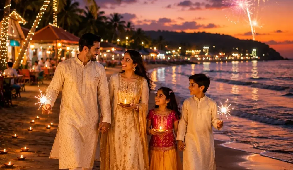 Goa Diwali Getaway Tour Package featuring North Goa, South Goa, beautiful beaches, Fort Aguada and festive holiday experiences.