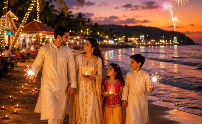 Goa Diwali Getaway Tour Package featuring North Goa, South Goa, beautiful beaches, Fort Aguada and festive holiday experiences.
