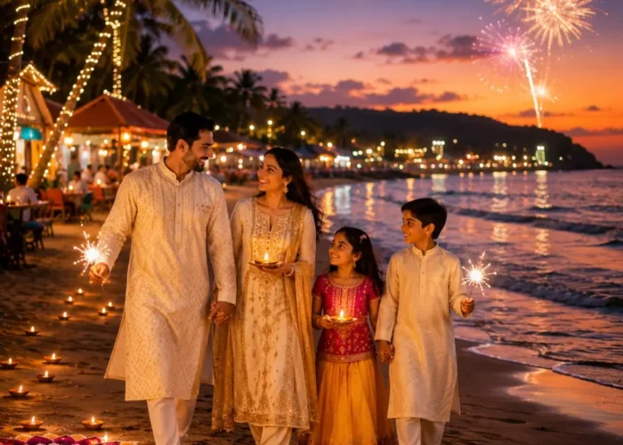 Goa Diwali Getaway Tour Package featuring North Goa, South Goa, beautiful beaches, Fort Aguada and festive holiday experiences.