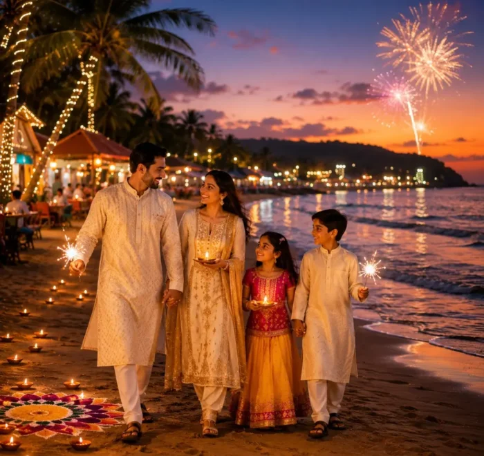 Goa Diwali Getaway Tour Package featuring North Goa, South Goa, beautiful beaches, Fort Aguada and festive holiday experiences.