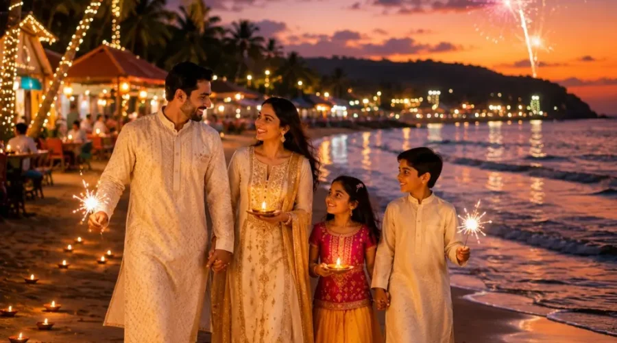 Goa Diwali Getaway Tour Package featuring North Goa, South Goa, beautiful beaches, Fort Aguada and festive holiday experiences.