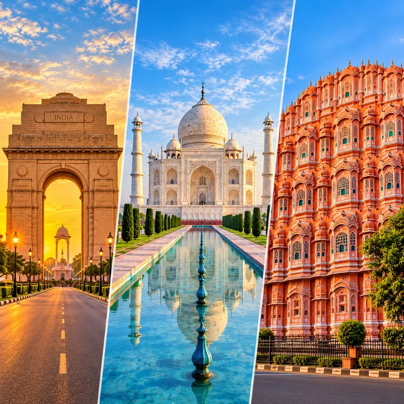 Golden Triangle Tour Package featuring Delhi, Taj Mahal in Agra and historic forts of Jaipur