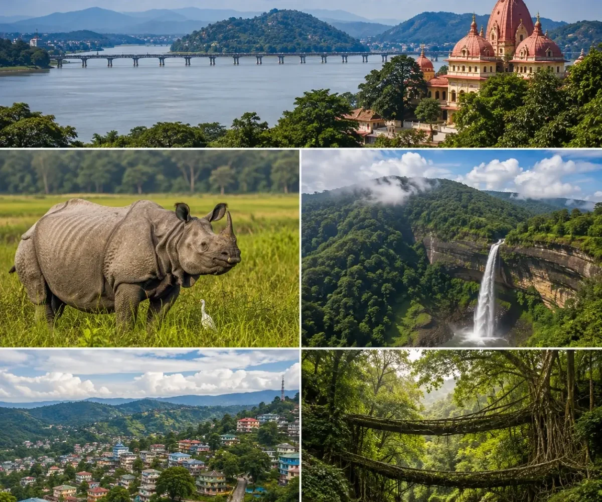 Guwahati, Kaziranga, Shillong & Cherrapunji Tour Package featuring Kaziranga National Park, Umiam Lake, Nohkalikai Falls and Living Root Bridges