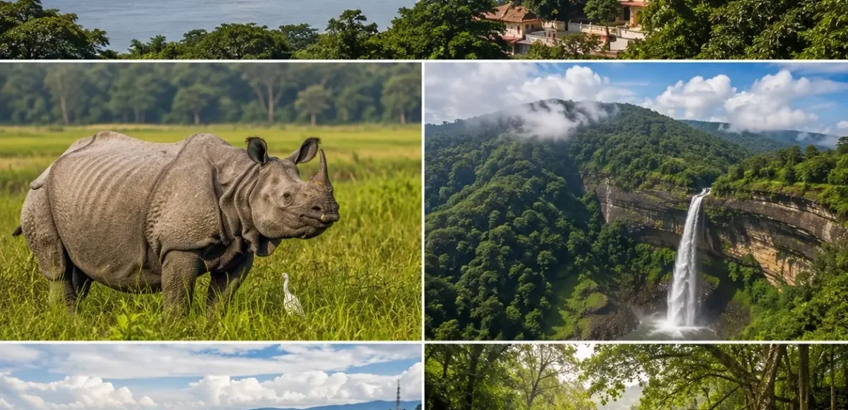 Guwahati, Kaziranga, Shillong & Cherrapunji Tour Package featuring Kaziranga National Park, Umiam Lake, Nohkalikai Falls and Living Root Bridges