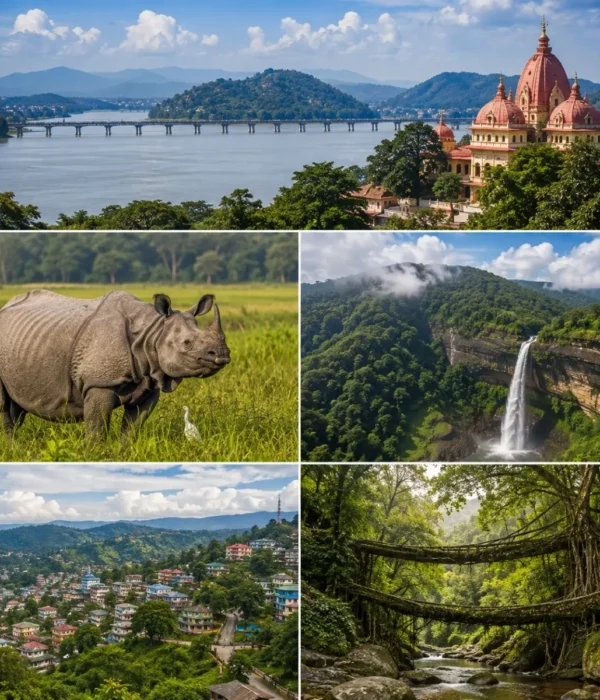 Guwahati, Kaziranga, Shillong & Cherrapunji Tour Package featuring Kaziranga National Park, Umiam Lake, Nohkalikai Falls and Living Root Bridges