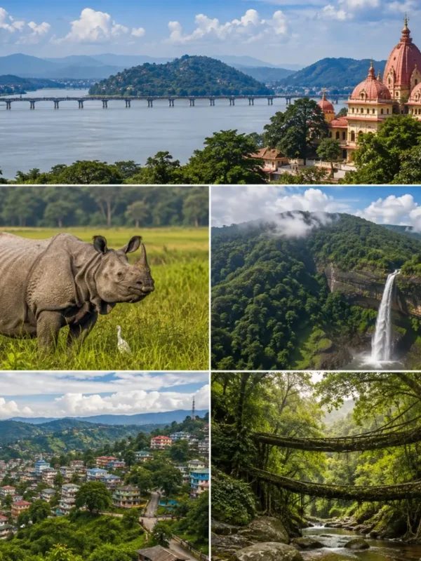 Guwahati, Kaziranga, Shillong & Cherrapunji Tour Package featuring Kaziranga National Park, Umiam Lake, Nohkalikai Falls and Living Root Bridges