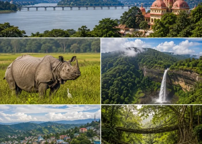 Guwahati, Kaziranga, Shillong & Cherrapunji Tour Package featuring Kaziranga National Park, Umiam Lake, Nohkalikai Falls and Living Root Bridges