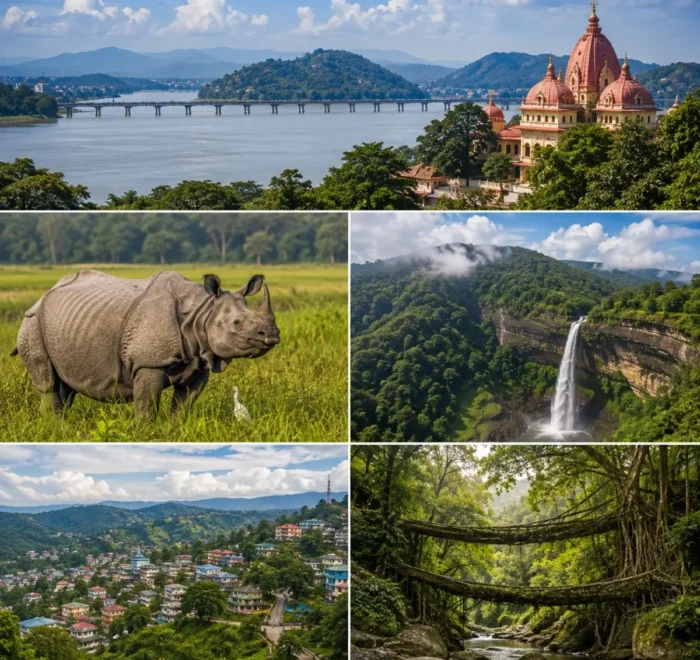 Guwahati, Kaziranga, Shillong & Cherrapunji Tour Package featuring Kaziranga National Park, Umiam Lake, Nohkalikai Falls and Living Root Bridges