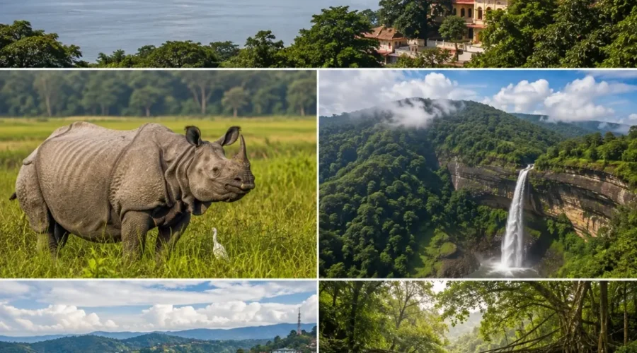 Guwahati, Kaziranga, Shillong & Cherrapunji Tour Package featuring Kaziranga National Park, Umiam Lake, Nohkalikai Falls and Living Root Bridges
