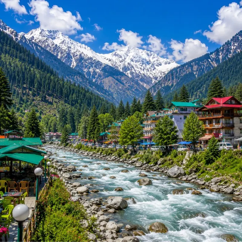 Himachal Pradesh 5 Nights 6 Days bus package from Delhi featuring Shimla, Manali, Kufri, Solang Valley and scenic Himalayan landscapes.