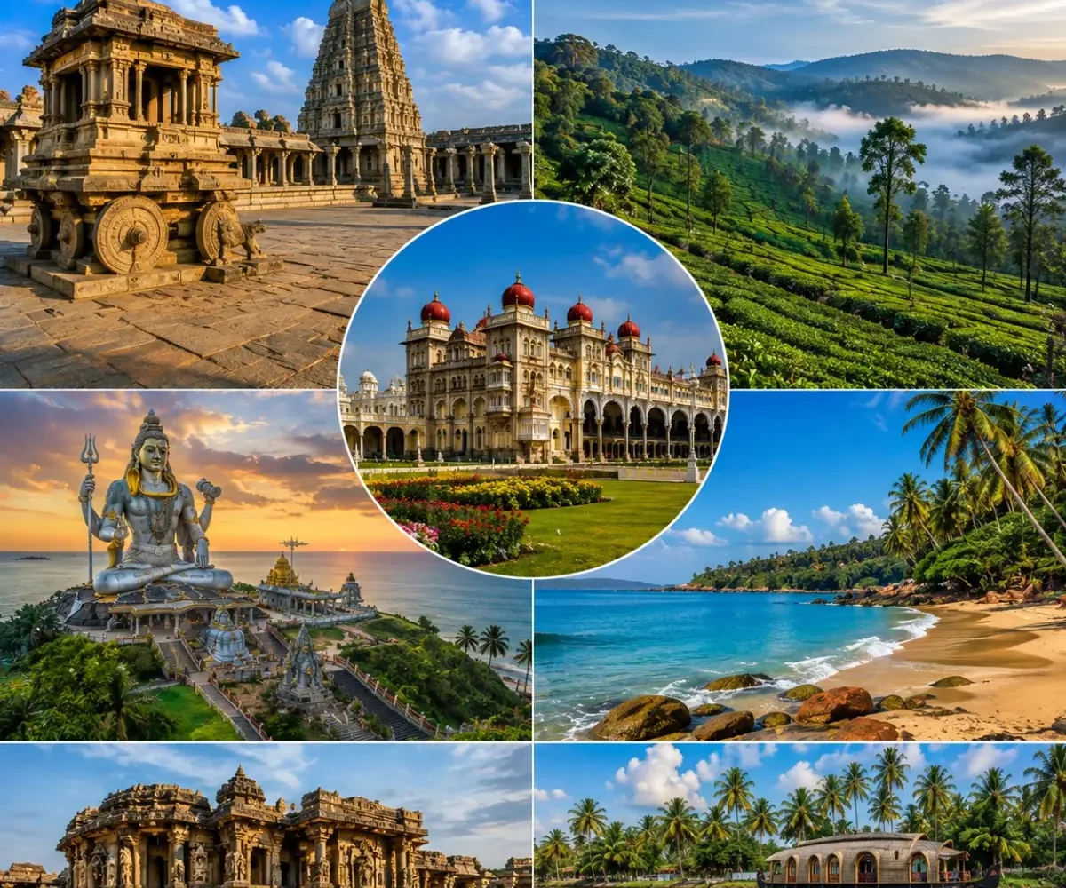 Karnataka Heritage, Hills & Beaches Tour Package featuring Hampi, Mysuru, Coorg, Chikkamagaluru, Gokarna and Murudeshwar