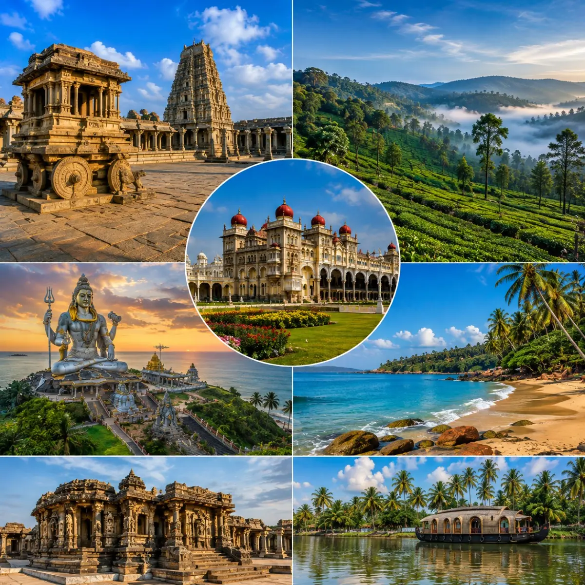 Karnataka Heritage, Hills & Beaches Tour Package featuring Hampi, Mysuru, Coorg, Chikkamagaluru, Gokarna and Murudeshwar