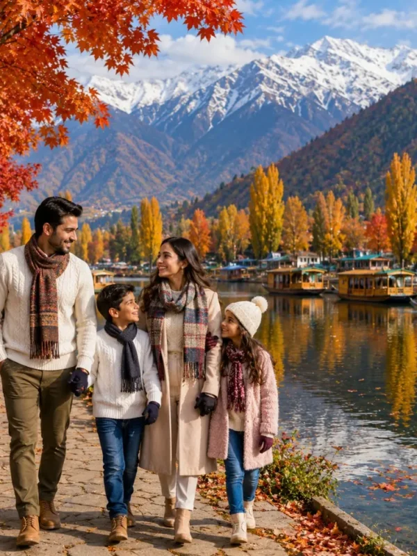 Kashmir Autumn Special featuring Srinagar, Gulmarg, Pahalgam, Dal Lake, houseboat stay and colourful Chinar trees in autumn.