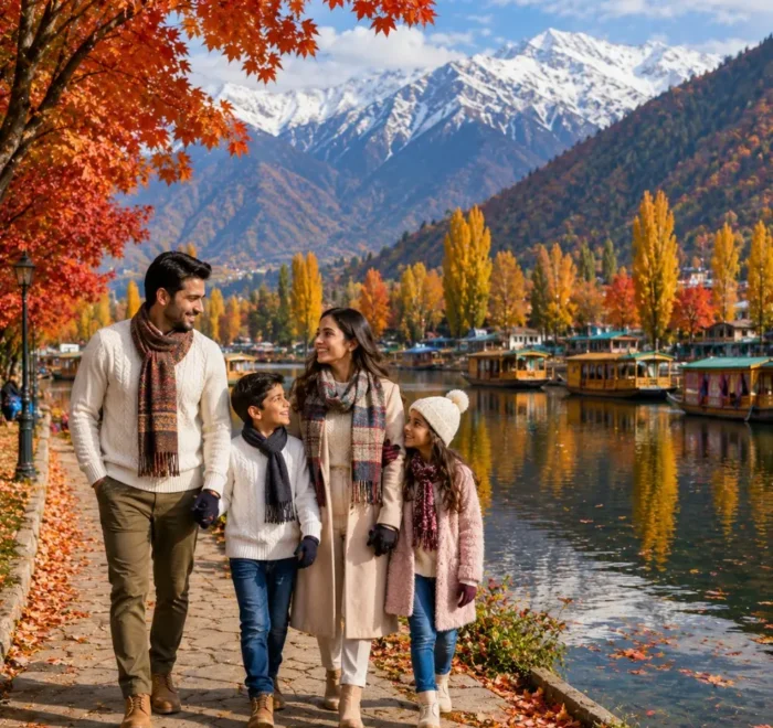 Kashmir Autumn Special featuring Srinagar, Gulmarg, Pahalgam, Dal Lake, houseboat stay and colourful Chinar trees in autumn.