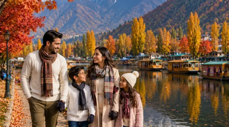 Kashmir Autumn Special featuring Srinagar, Gulmarg, Pahalgam, Dal Lake, houseboat stay and colourful Chinar trees in autumn.