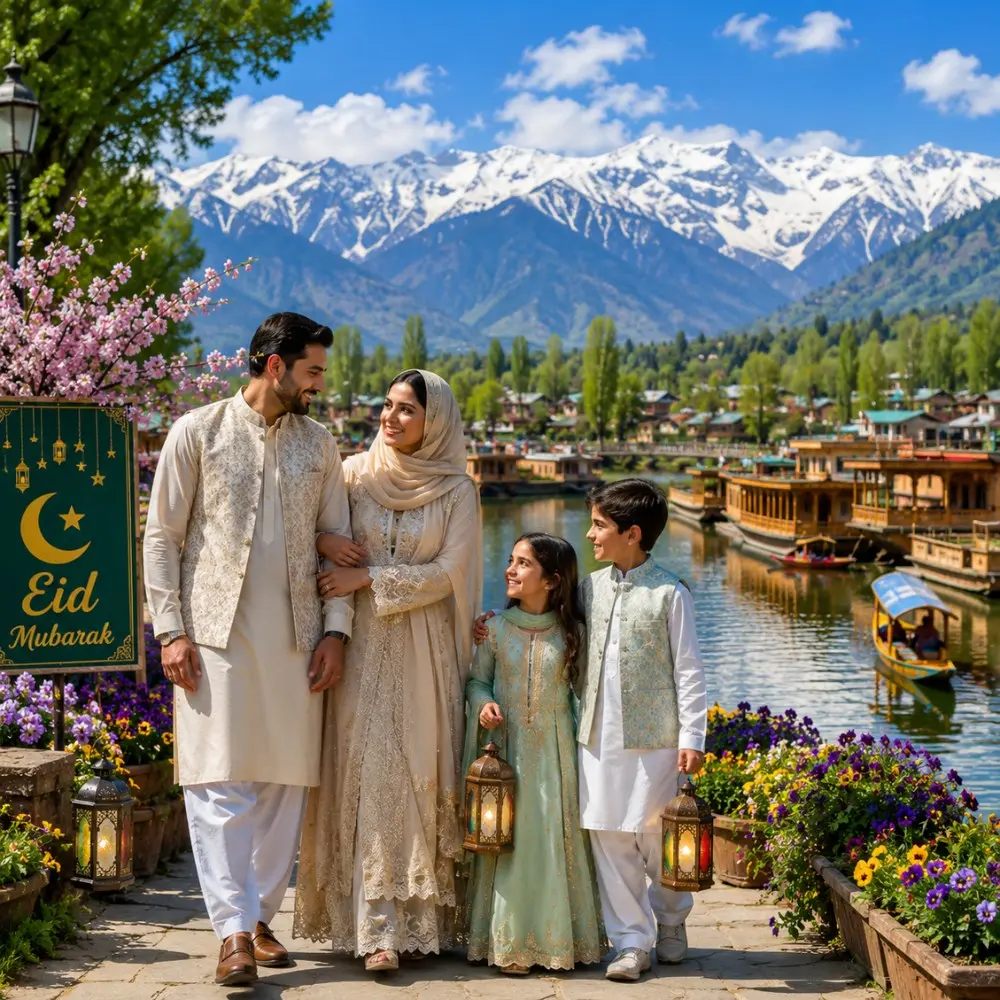 Kashmir Eid Special Tour Package featuring Srinagar, Gulmarg, Pahalgam, Sonmarg, Dal Lake and beautiful Himalayan landscapes.