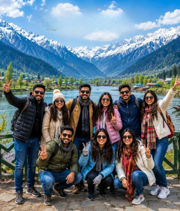 Kashmir Valley Group Tour Package featuring Dal Lake, Gulmarg, Pahalgam, Sonamarg, snow-covered mountains and beautiful Himalayan landscapes.