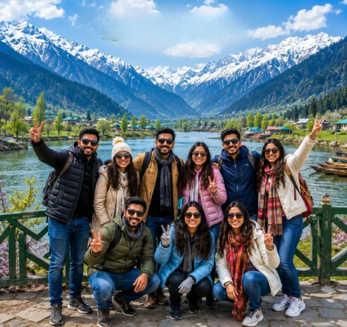 Kashmir Valley Group Tour Package featuring Dal Lake, Gulmarg, Pahalgam, Sonamarg, snow-covered mountains and beautiful Himalayan landscapes.