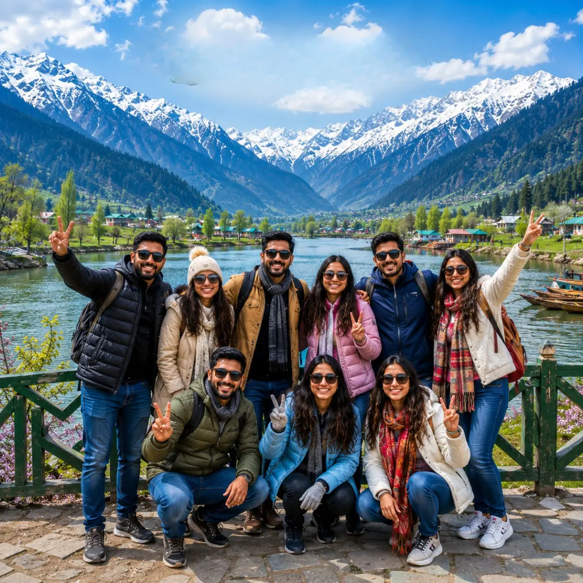 Kashmir Valley Group Tour Package featuring Dal Lake, Gulmarg, Pahalgam, Sonamarg, snow-covered mountains and beautiful Himalayan landscapes.