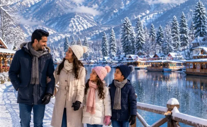 Kashmir Winter Wonderland Tour Package featuring Srinagar, Gulmarg, Pahalgam, snow-covered mountains, Dal Lake and houseboat stay.