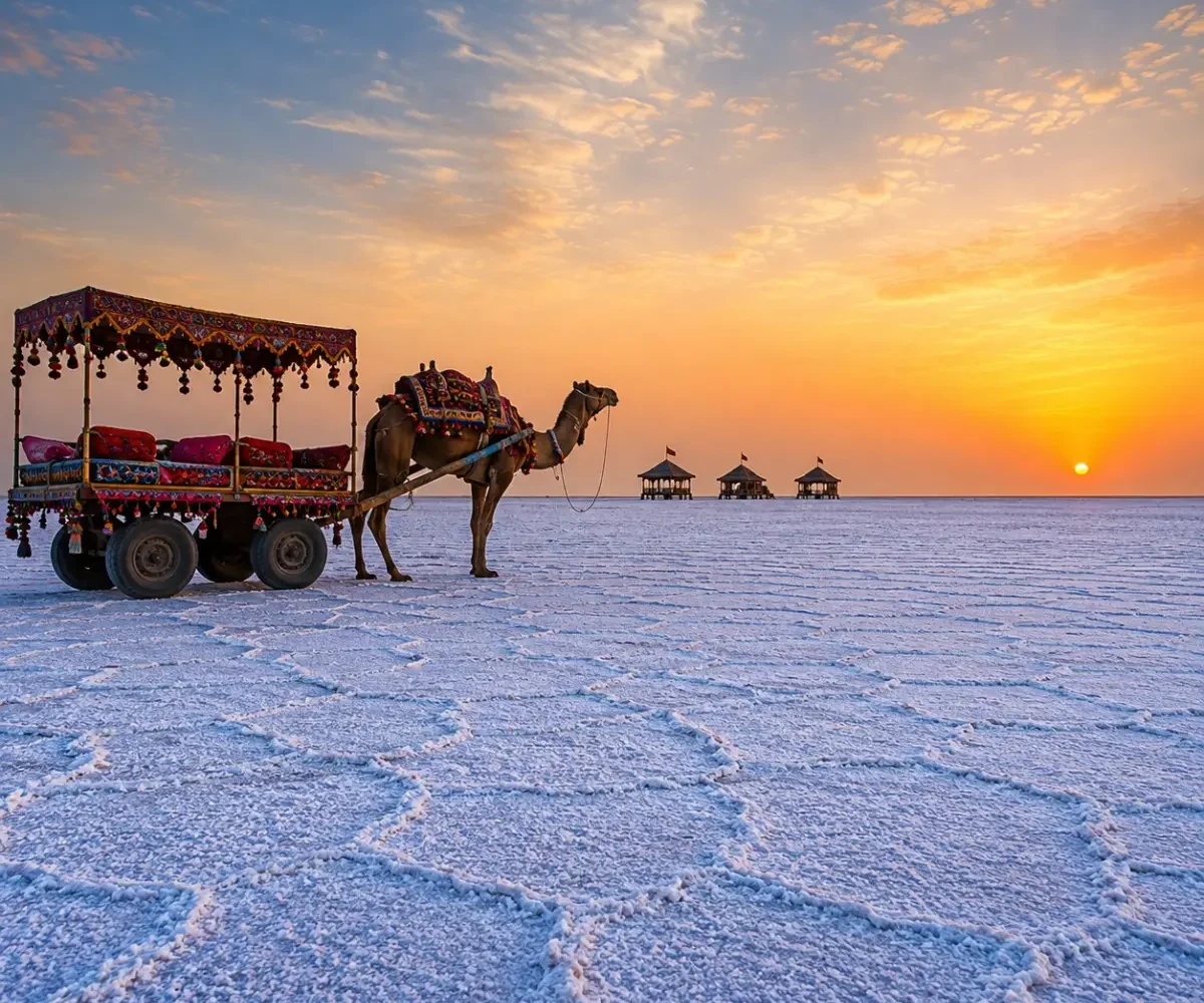 Kutch Bhuj Mandvi Rann of Kutch Tour Package featuring White Rann of Kutch, Bhuj, Mandvi Beach, Vijay Vilas Palace and Kala Dungar.