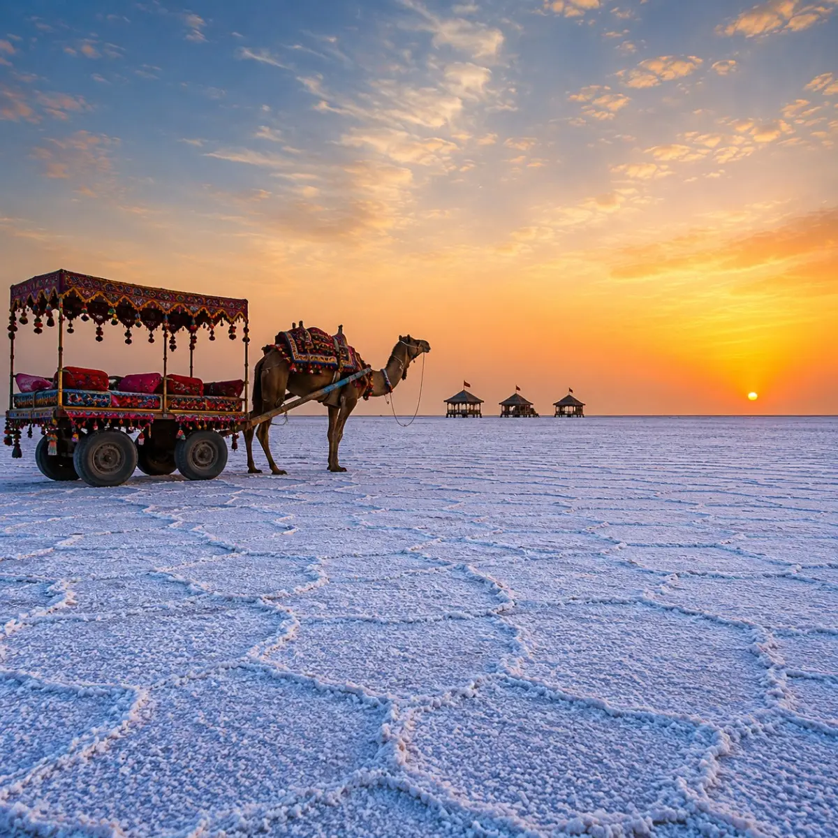 Kutch Bhuj Mandvi Rann of Kutch Tour Package featuring White Rann of Kutch, Bhuj, Mandvi Beach, Vijay Vilas Palace and Kala Dungar.