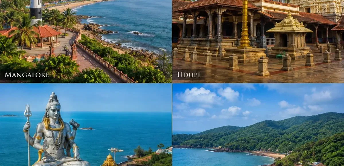 Mangalore, Udupi, Murudeshwar & Gokarna Tour Package featuring Murudeshwar Shiva Statue, Udupi Sri Krishna Temple, Gokarna beaches and Mangalore coastline