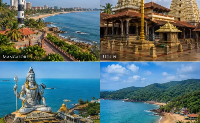 Mangalore, Udupi, Murudeshwar & Gokarna Tour Package featuring Murudeshwar Shiva Statue, Udupi Sri Krishna Temple, Gokarna beaches and Mangalore coastline