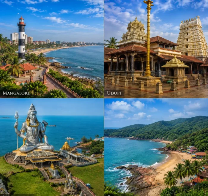 Mangalore, Udupi, Murudeshwar & Gokarna Tour Package featuring Murudeshwar Shiva Statue, Udupi Sri Krishna Temple, Gokarna beaches and Mangalore coastline