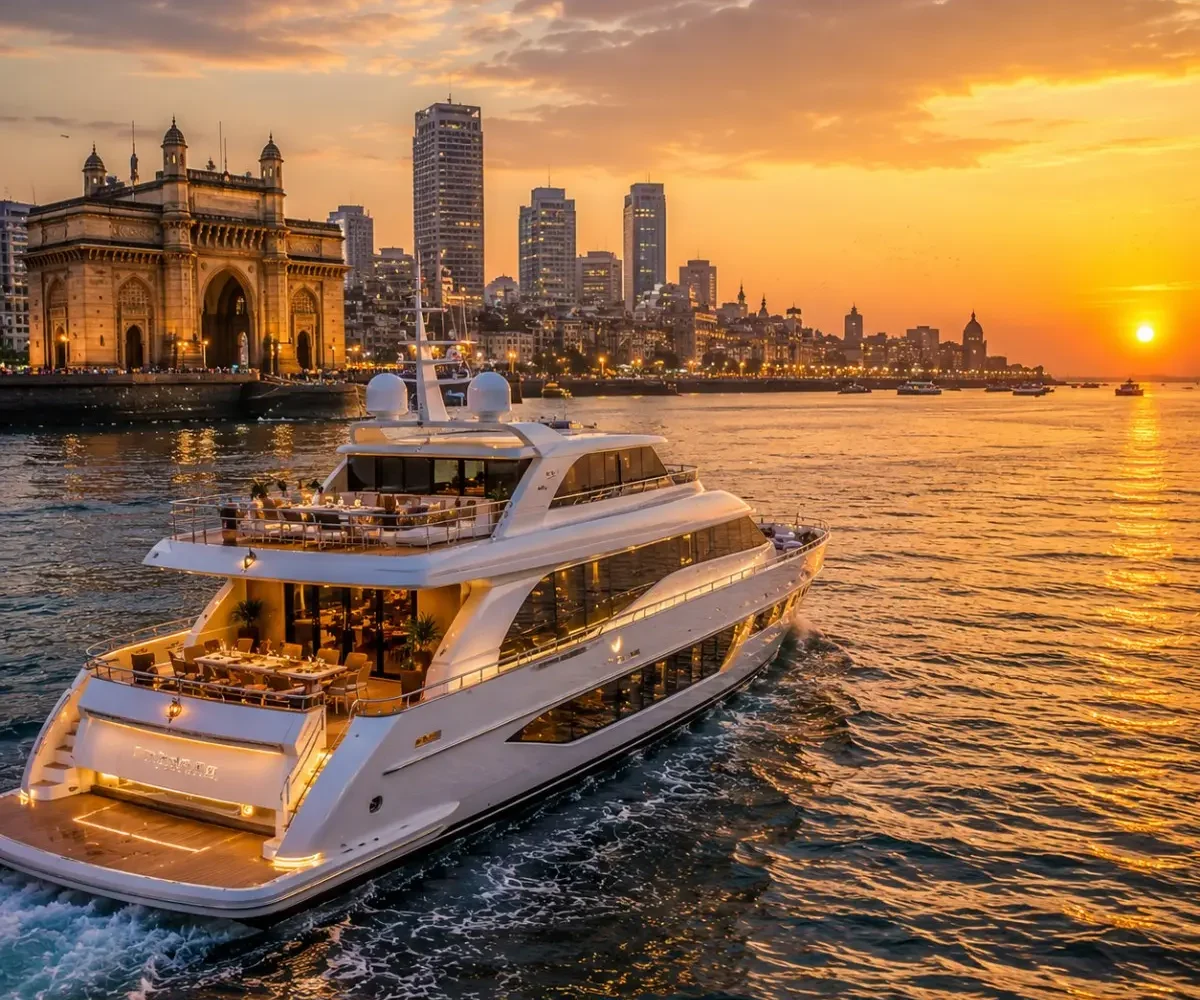 Mumbai Weekend Cruise Package featuring a luxury cruise ship sailing from Mumbai with ocean views, fine dining, live entertainment and premium onboard experiences.