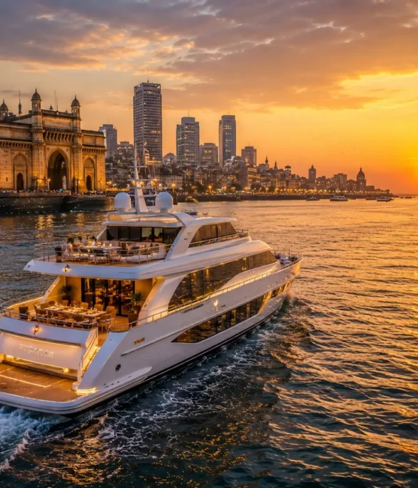 Mumbai Weekend Cruise Package featuring a luxury cruise ship sailing from Mumbai with ocean views, fine dining, live entertainment and premium onboard experiences.