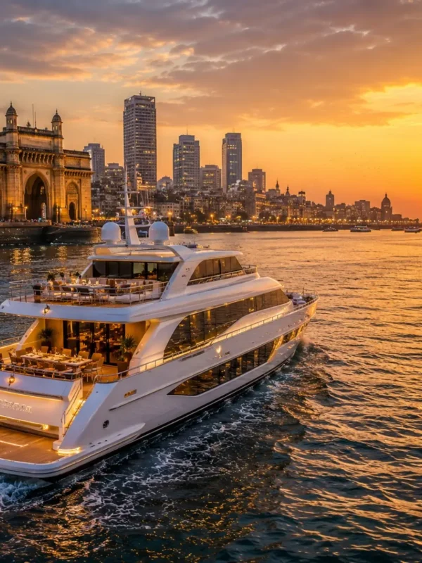 Mumbai Weekend Cruise Package featuring a luxury cruise ship sailing from Mumbai with ocean views, fine dining, live entertainment and premium onboard experiences.