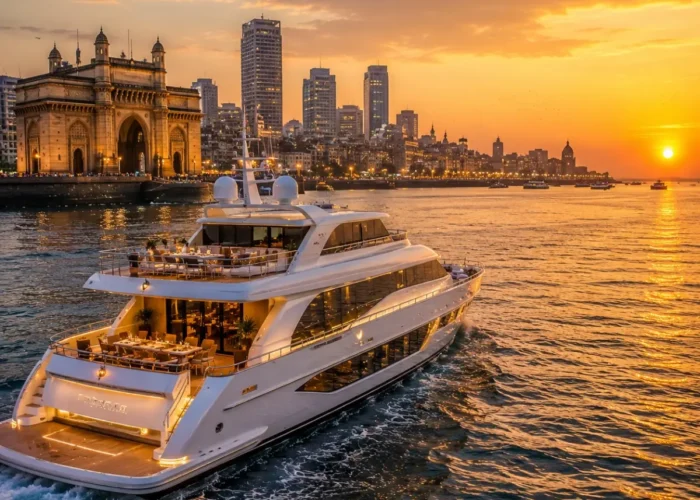 Mumbai Weekend Cruise Package featuring a luxury cruise ship sailing from Mumbai with ocean views, fine dining, live entertainment and premium onboard experiences.