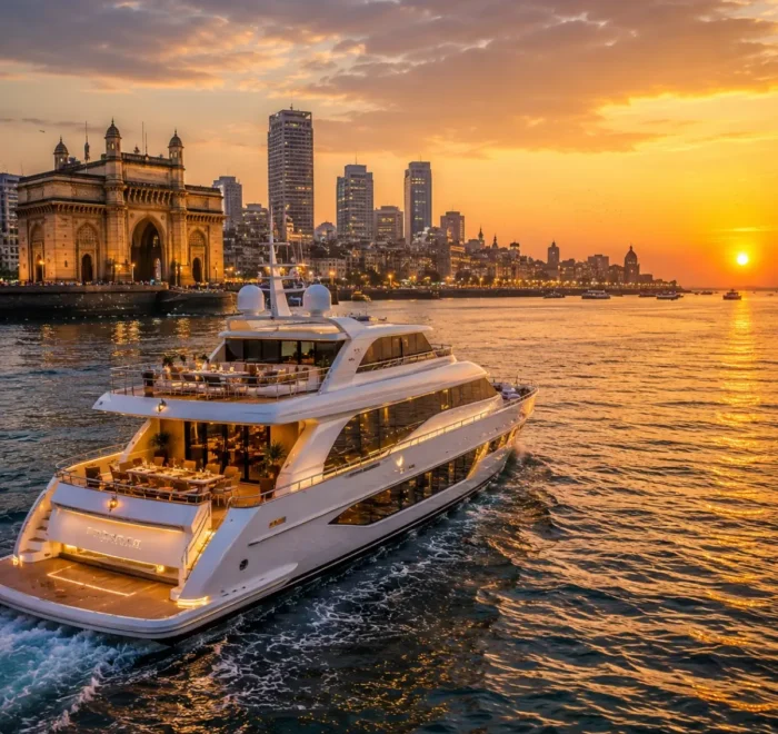 Mumbai Weekend Cruise Package featuring a luxury cruise ship sailing from Mumbai with ocean views, fine dining, live entertainment and premium onboard experiences.