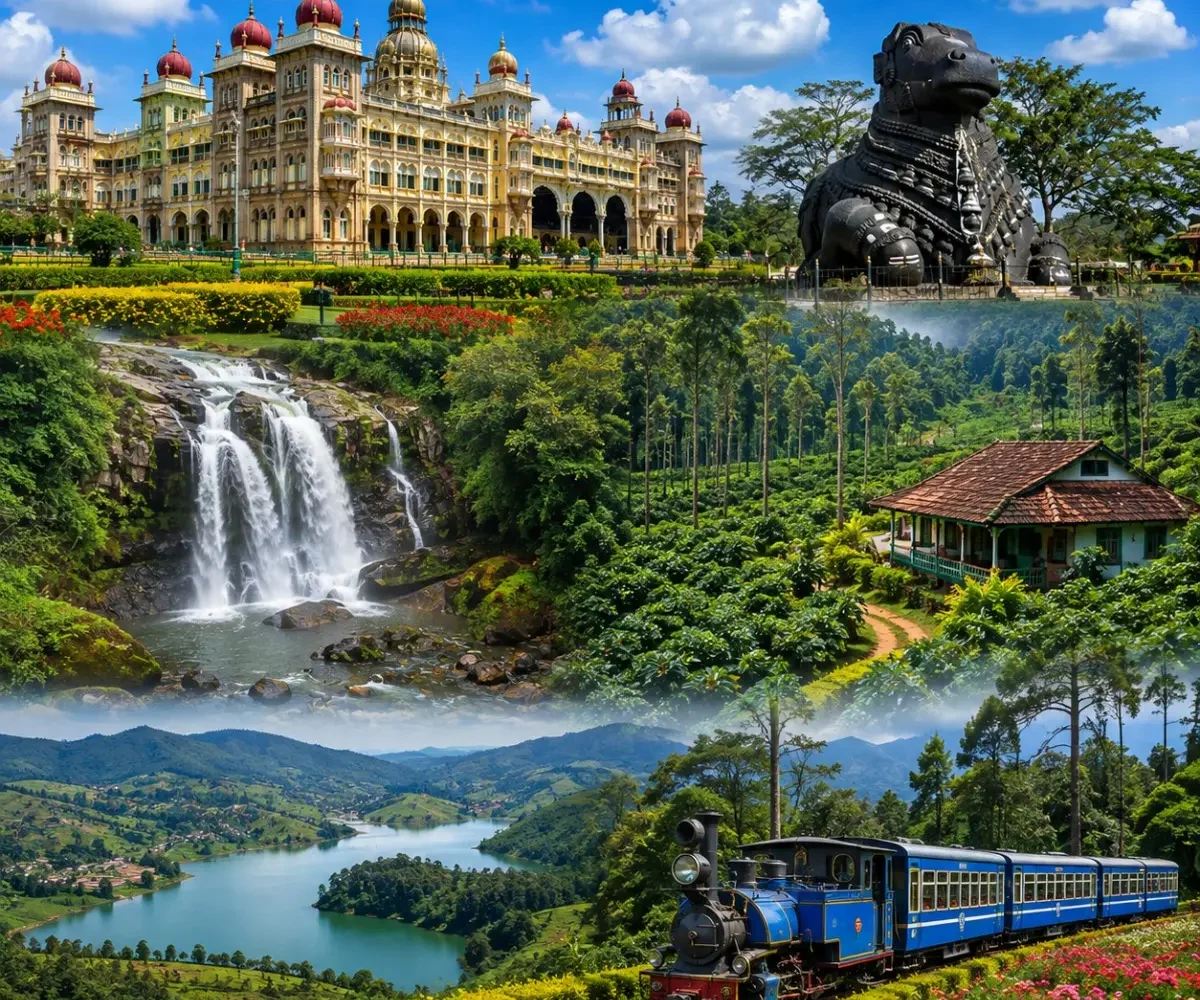 Mysuru, Coorg & Ooty Tour Package featuring Mysore Palace, Coorg coffee plantations, Abbey Falls and Ooty tea gardens