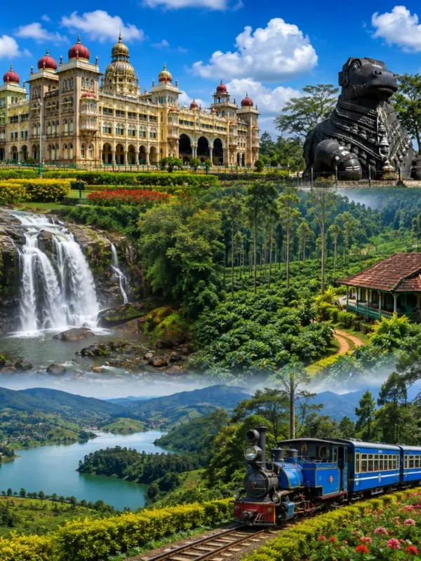 Mysuru, Coorg & Ooty Tour Package featuring Mysore Palace, Coorg coffee plantations, Abbey Falls and Ooty tea gardens