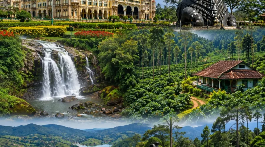 Mysuru, Coorg & Ooty Tour Package featuring Mysore Palace, Coorg coffee plantations, Abbey Falls and Ooty tea gardens